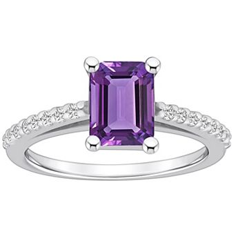 Alyson Layne 10k White Gold Emerald Cut Gemstone 1/5 Carat T.W. Diamond Ring