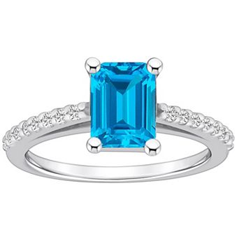 Alyson Layne 10k White Gold Emerald Cut Gemstone 1/5 Carat T.W. Diamond Ring