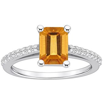 Alyson Layne 10k White Gold Emerald Cut Gemstone 1/5 Carat T.W. Diamond Ring