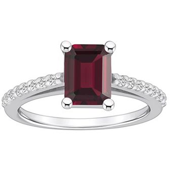 Alyson Layne 10k White Gold Emerald Cut Gemstone 1/5 Carat T.W. Diamond Ring