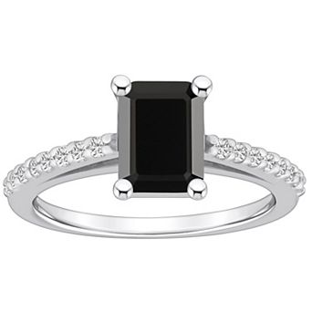 Alyson Layne 10k White Gold Emerald Cut Gemstone 1/5 Carat T.W. Diamond Ring