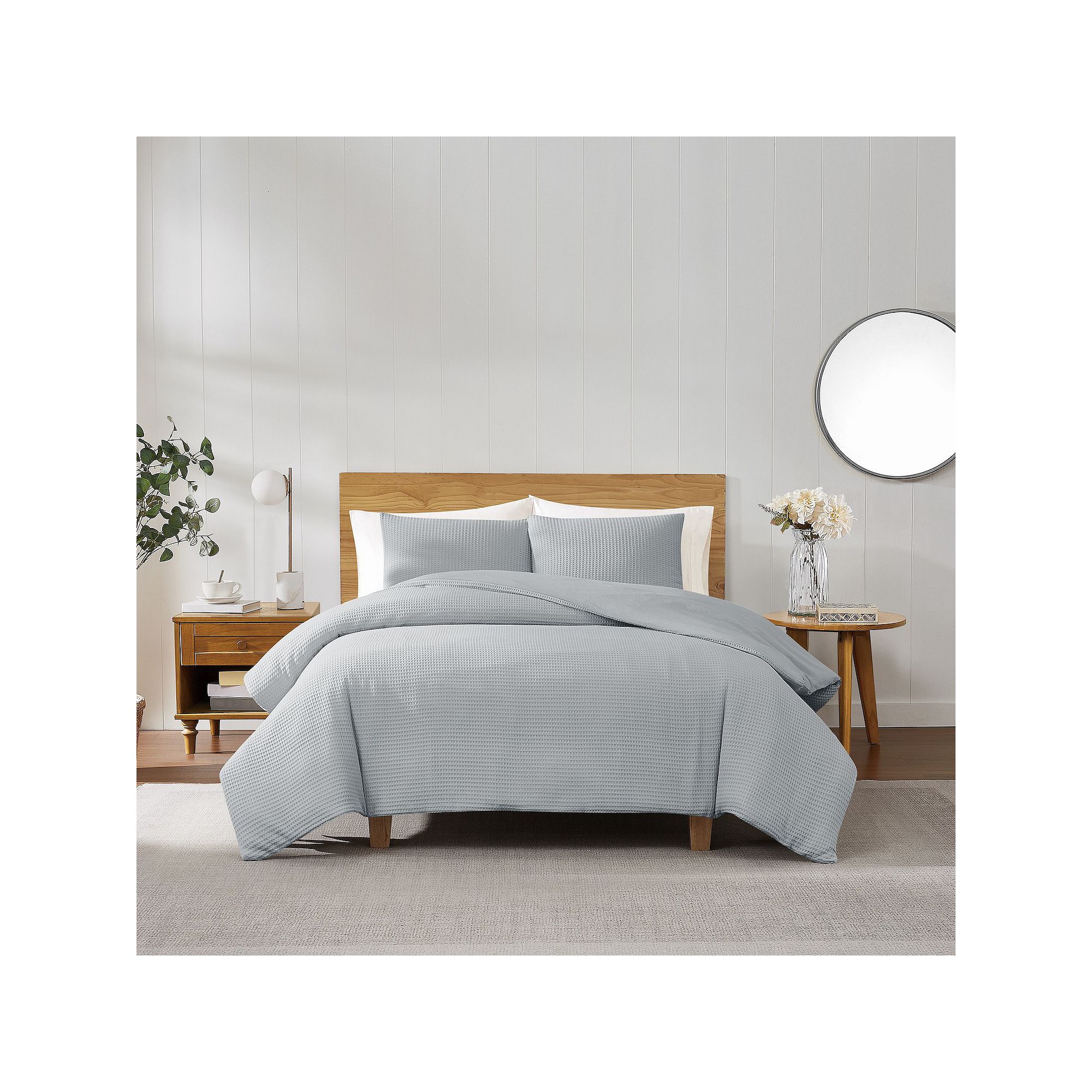 Cannon Heritage Cotton Waffle Duvet Set with Shams, Grey