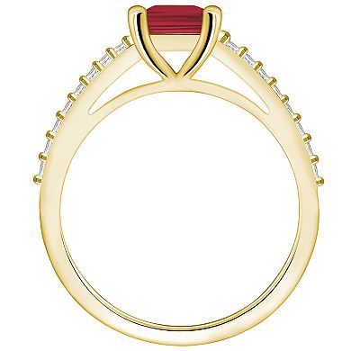 Alyson Layne 10k Gold Emerald Cut Gemstone 1/5 Carat T.W. Diamond Ring