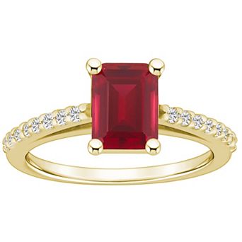 Alyson Layne 10k Gold Emerald Cut Gemstone 1/5 Carat T.W. Diamond Ring