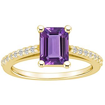 Alyson Layne 10k Gold Emerald Cut Gemstone 1/5 Carat T.W. Diamond Ring