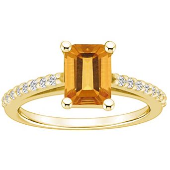 Alyson Layne 10k Gold Emerald Cut Gemstone 1/5 Carat T.W. Diamond Ring
