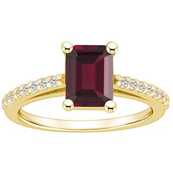 Alyson Layne 10k Gold Emerald Cut Gemstone 1/5 Carat T.W. Diamond Ring
