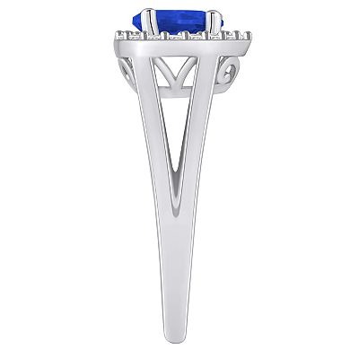 Alyson Layne 10k White Gold Pear Shape Gemstone 1/6 Carat T.W. Diamond Halo Ring