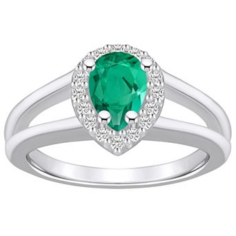 Alyson Layne 10k White Gold Pear Shape Gemstone 1/6 Carat T.W. Diamond Halo Ring