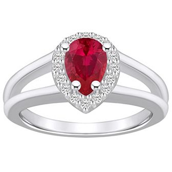 Alyson Layne 10k White Gold Pear Shape Gemstone 1/6 Carat T.W. Diamond Halo Ring