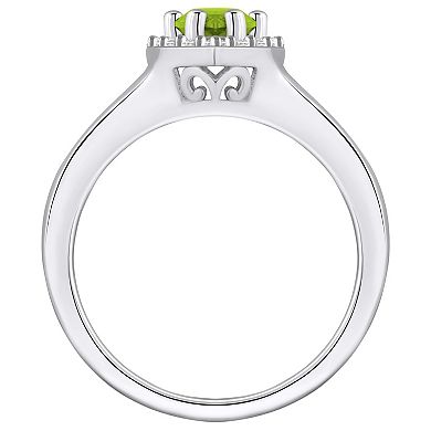 Alyson Layne 10k White Gold Pear Shape Gemstone 1/6 Carat T.W. Diamond Halo Ring