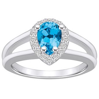 Alyson Layne 10k White Gold Pear Shape Gemstone 1/6 Carat T.W. Diamond Halo Ring
