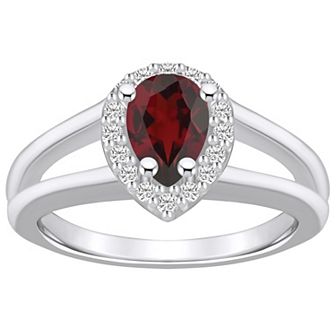 Alyson Layne 10k White Gold Pear Shape Gemstone 1/6 Carat T.W. Diamond Halo Ring