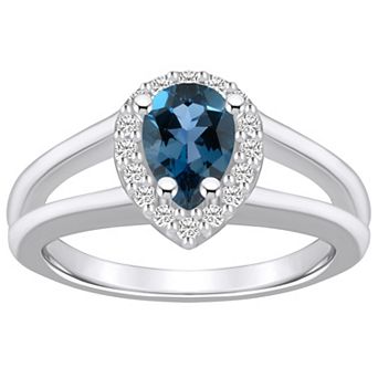 Alyson Layne 10k White Gold Pear Shape Gemstone 1/6 Carat T.W. Diamond Halo Ring