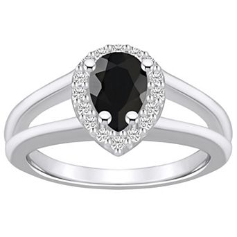 Alyson Layne 10k White Gold Pear Shape Gemstone 1/6 Carat T.W. Diamond Halo Ring