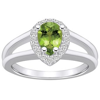 Alyson Layne 10k White Gold Pear Shape Gemstone 1/6 Carat T.W. Diamond Halo Ring