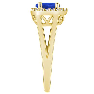 Alyson Layne 10k Gold Pear Shape Gemstone 1/6 Carat T.W. Diamond Halo Ring