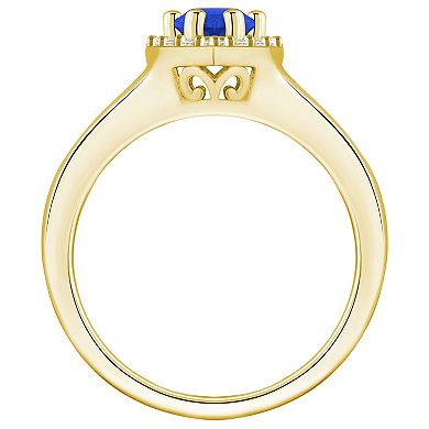 Alyson Layne 10k Gold Pear Shape Gemstone 1/6 Carat T.W. Diamond Halo Ring