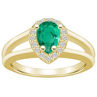 Alyson Layne 10k Gold Pear Shape Gemstone 1/6 Carat T.W. Diamond Halo Ring