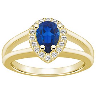Alyson Layne 10k Gold Pear Shape Gemstone 1/6 Carat T.W. Diamond Halo Ring