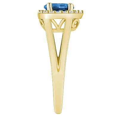 Alyson Layne 10k Gold Pear Shape Gemstone 1/6 Carat T.W. Diamond Halo Ring