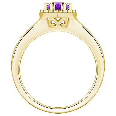 Alyson Layne 10k Gold Pear Shape Gemstone 1/6 Carat T.W. Diamond Halo Ring