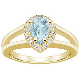 Alyson Layne 10k Gold Pear Shape Gemstone 1/6 Carat T.W. Diamond Halo Ring