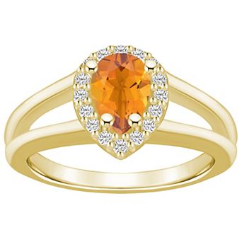 Alyson Layne 10k Gold Pear Shape Gemstone 1/6 Carat T.W. Diamond Halo Ring