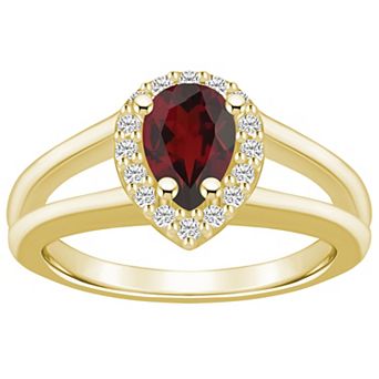 Alyson Layne 10k Gold Pear Shape Gemstone 1/6 Carat T.W. Diamond Halo Ring