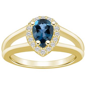 Alyson Layne 10k Gold Pear Shape Gemstone 1/6 Carat T.W. Diamond Halo Ring