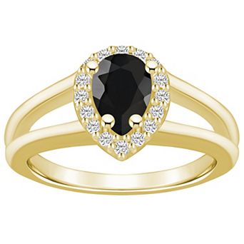 Alyson Layne 10k Gold Pear Shape Gemstone 1/6 Carat T.W. Diamond Halo Ring