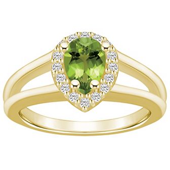 Alyson Layne 10k Gold Pear Shape Gemstone 1/6 Carat T.W. Diamond Halo Ring