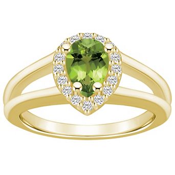 Alyson Layne 10k Gold Pear Shape Gemstone 1/6 Carat T.W. Diamond Halo Ring