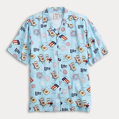 Men's Miller Lite Fireworks Short Sleeve Camp Shirt
