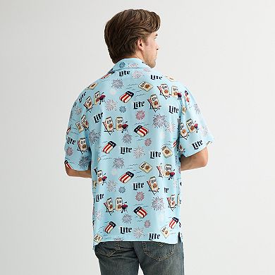Men's Miller Lite Fireworks Short Sleeve Camp Shirt