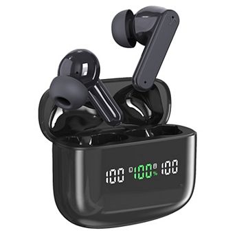 Visual Land SOUNDWAVE A1 Essential Active Noise Cancelling Earbuds with Tri-Displays, 6-Mics, 50H Total Playtime