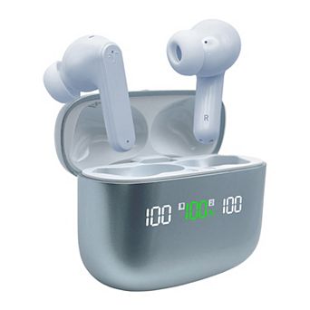 Visual Land SOUNDWAVE A1 Essential Active Noise Cancelling Earbuds with Tri-Displays, 6-Mics, 50H Total Playtime