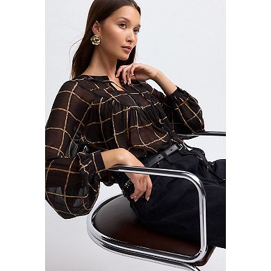 Women's NEXT Long Sleeve Metallic Tie Neck Blouse