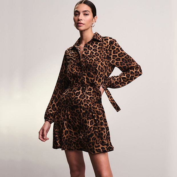 knee length dresses for ladies Veronica Sequin Midi Dress / Leopard Print | Meshki main image 1