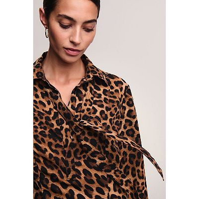 strapless open back dress Leopard With Pink Trim Ruffle Shorts Pajama Set main image 1