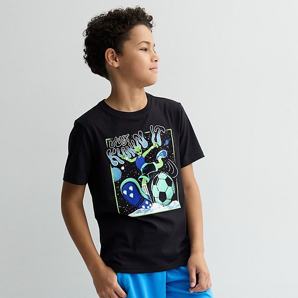 Boys 8-20 Tek Gear® Essential Graphic Tee in Regular & Husky - Black Soccer (L HUSKY)