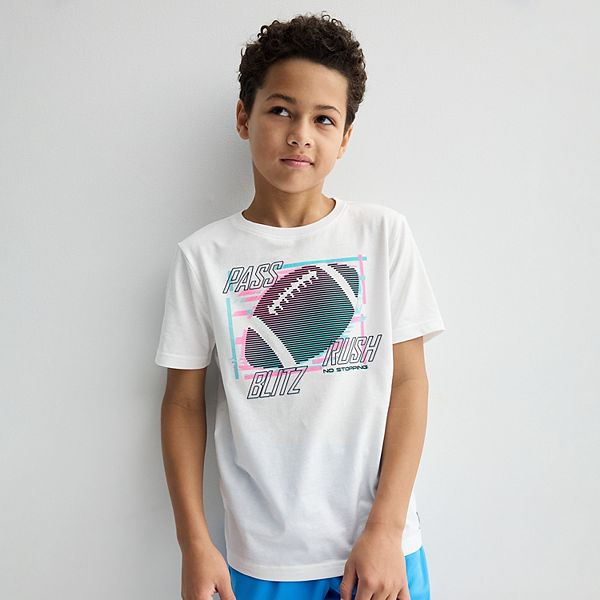 Boys 8-20 Tek Gear® Essential Graphic Tee in Regular & Husky - Football Glitch White (S HUSKY)