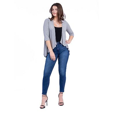 Women's 24Seven Comfort Apparel Elbow Length Sleeve Open Cardigan