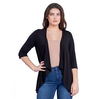 Women's 24Seven Comfort Apparel Elbow Length Sleeve Open Cardigan