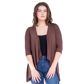 Women's 24Seven Comfort Apparel Elbow Length Sleeve Open Cardigan