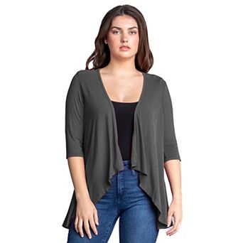 Women's 24Seven Comfort Apparel Elbow Length Sleeve Open Cardigan
