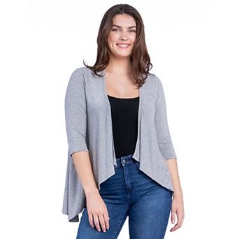 Women's 24Seven Comfort Apparel Elbow Length Sleeve Open Cardigan