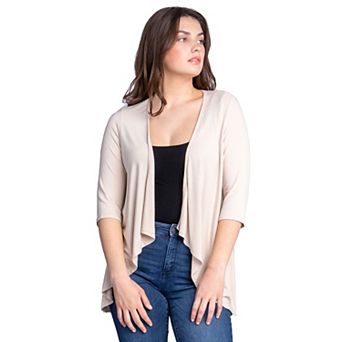 Women's 24Seven Comfort Apparel Elbow Length Sleeve Open Cardigan
