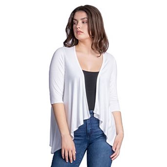 Women's 24Seven Comfort Apparel Elbow Length Sleeve Open Cardigan