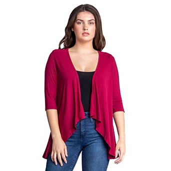 Women's 24Seven Comfort Apparel Elbow Length Sleeve Open Cardigan